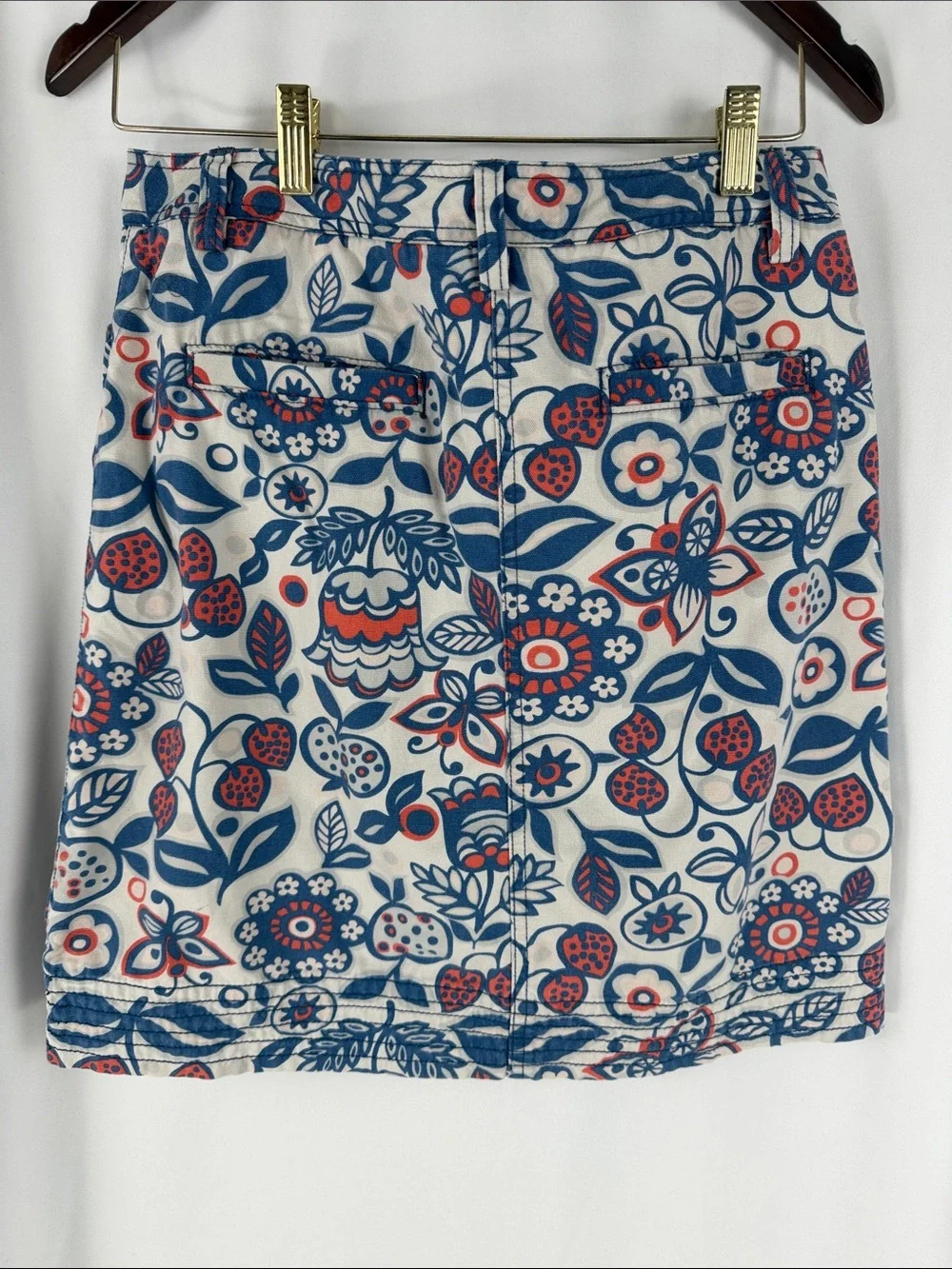 Boden Floral Print A-Line Mini Skirt Blue Coral Gray